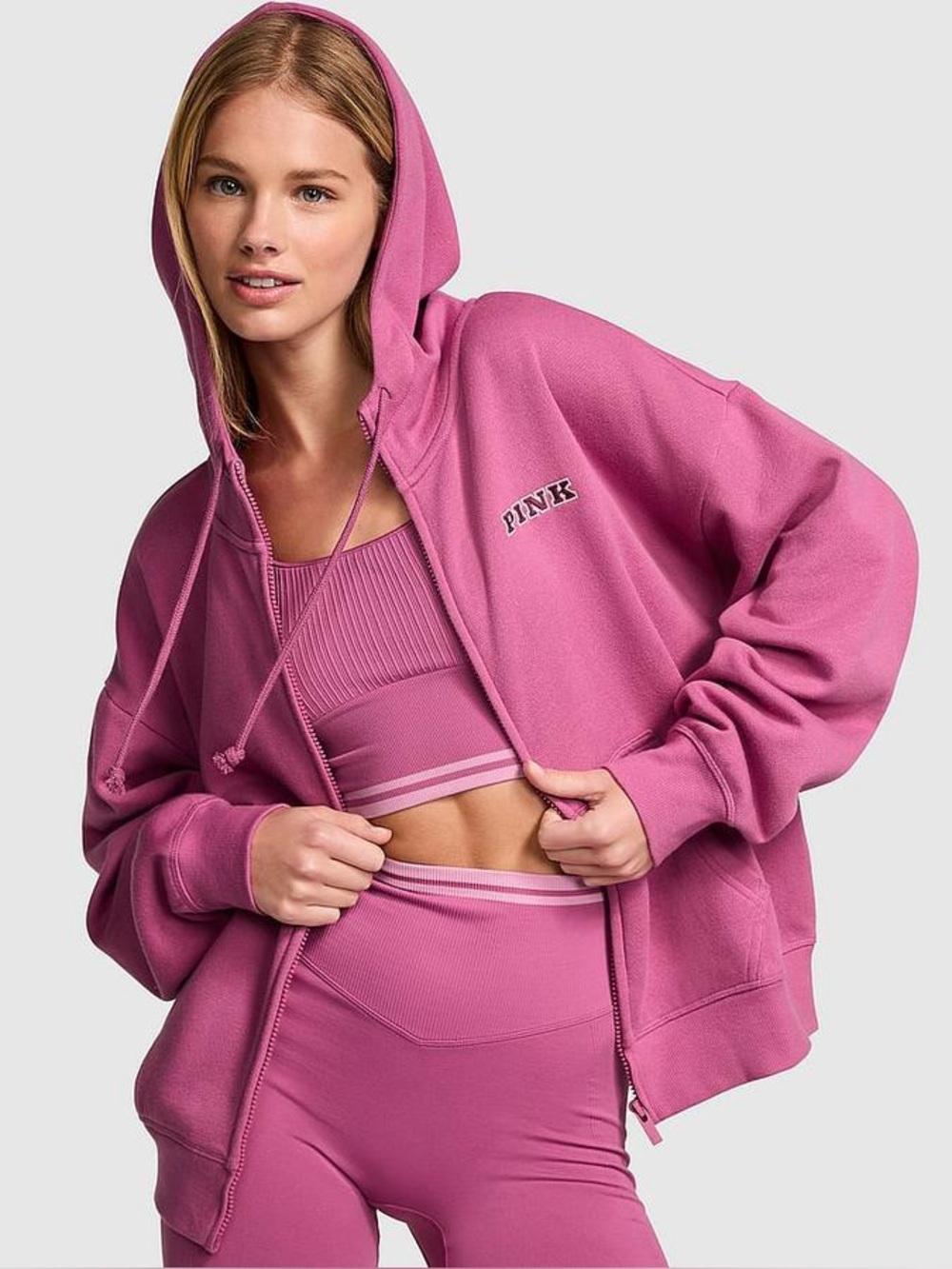 Victoria's Secret PINK Zip Up Hoodie NWT P Logo Size XXL - Picture 2 of 10